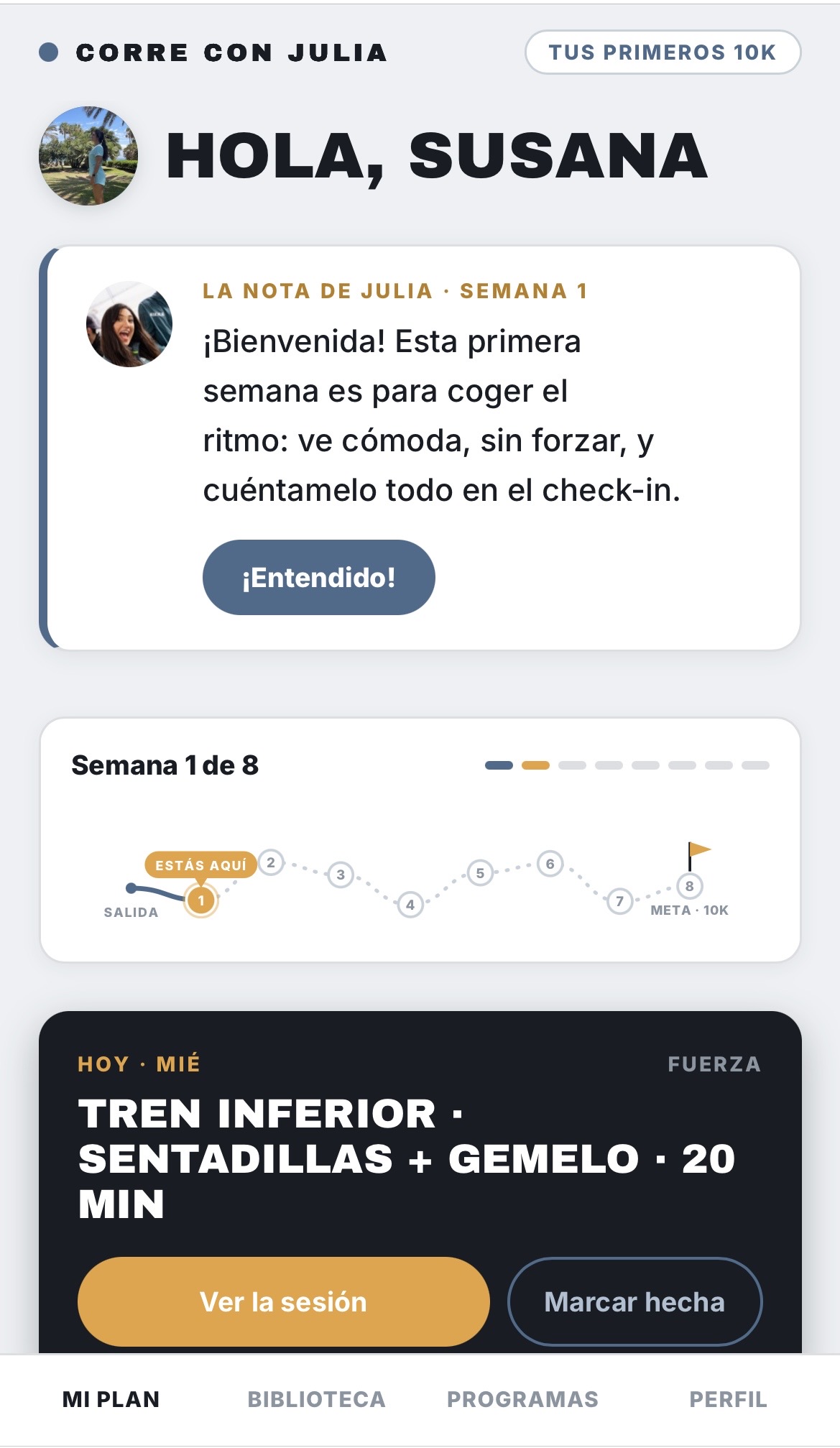 La app: tu plan de la semana