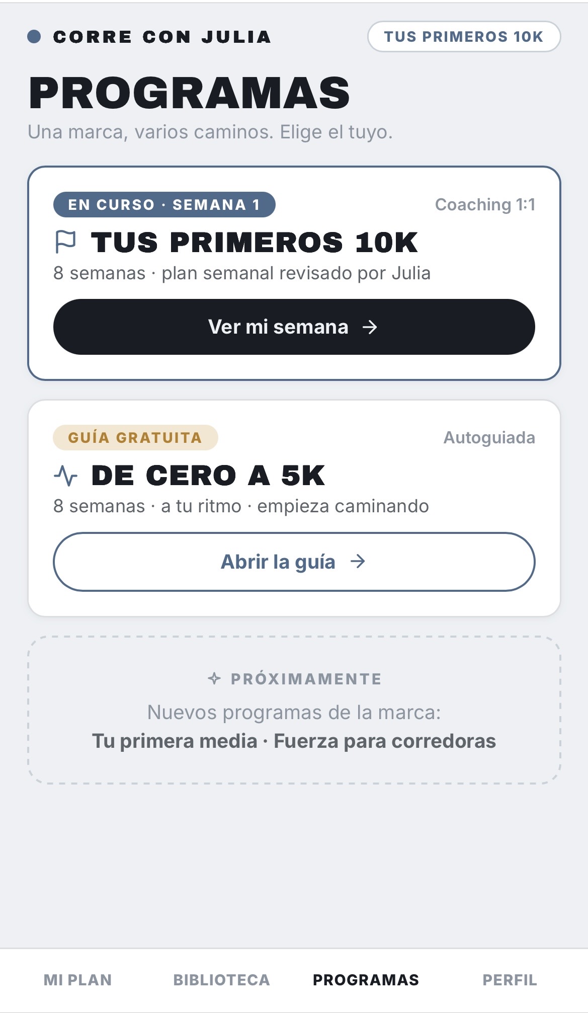La app: tus programas